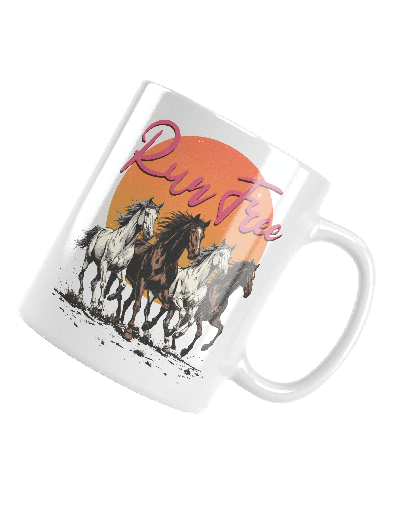 The "Run Free" Retro Horses Mug product image (5)
