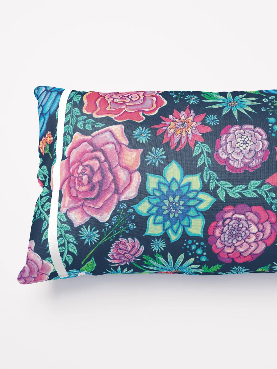 Monique Faella Designs™ | All-Over Print Pillow | Classic Comfort | Machine-Washable | Hidden Zipper | 100% Polyester | Bold Florals on Dark Blue product image (4)