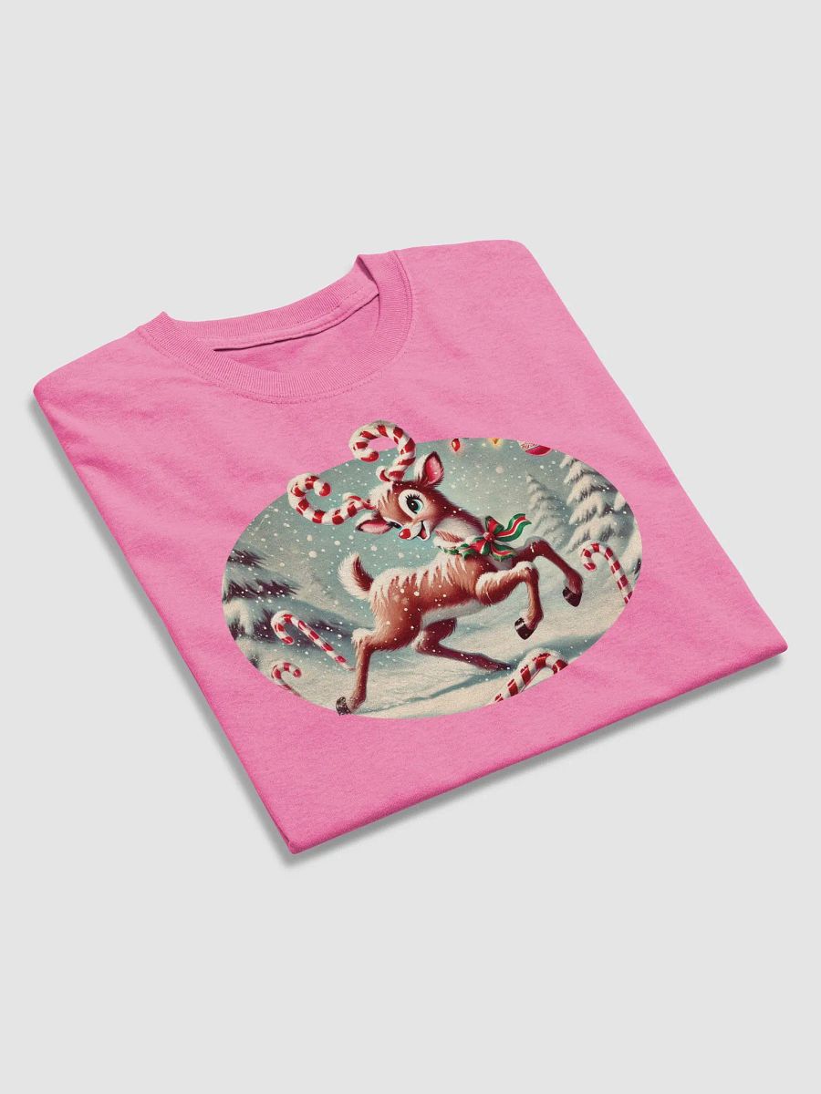 Joyful Candy Cane Reindeer Adult T-Shirt product image (1)