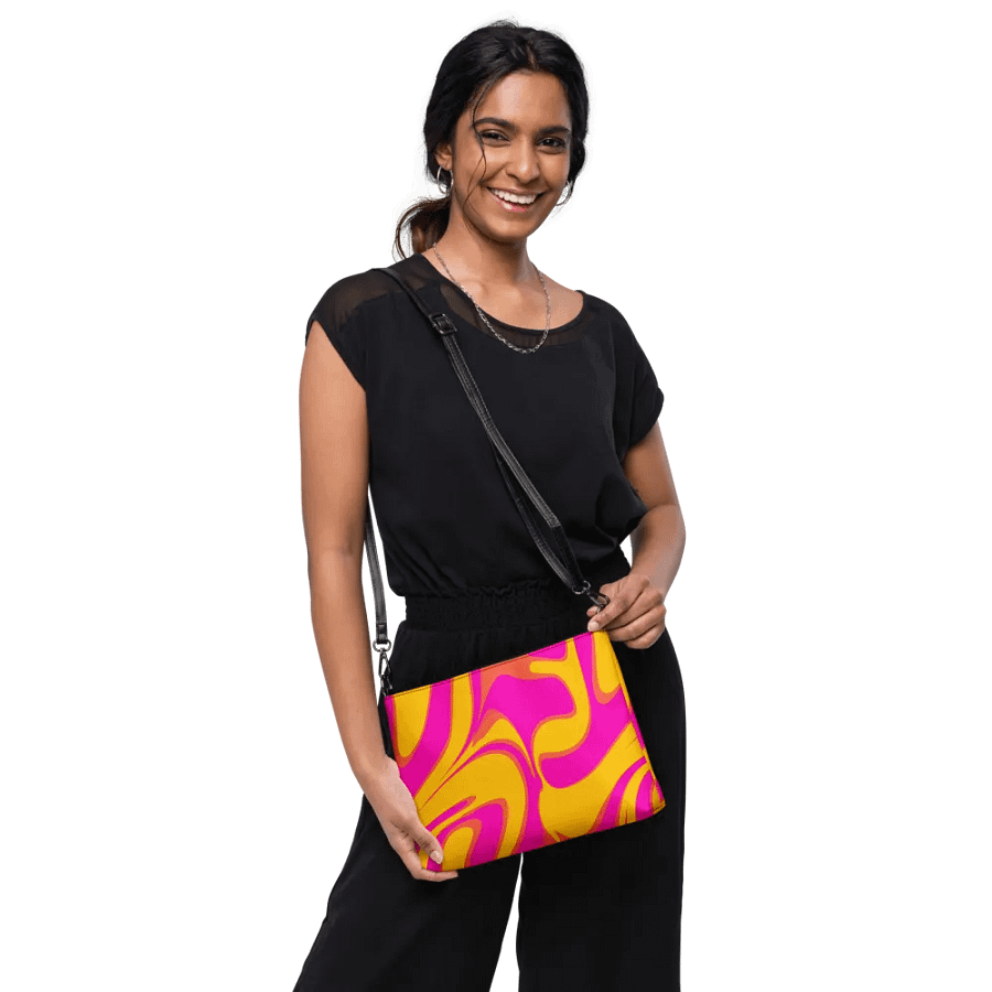 Pink and Yellow Psychedelic Swirls Crossbody Bag product image (10)