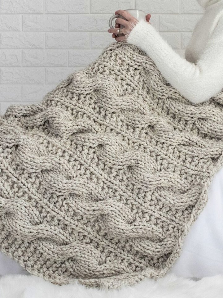 Chunky Knit Cable Blanket - A Beautiful Journey product image (1)