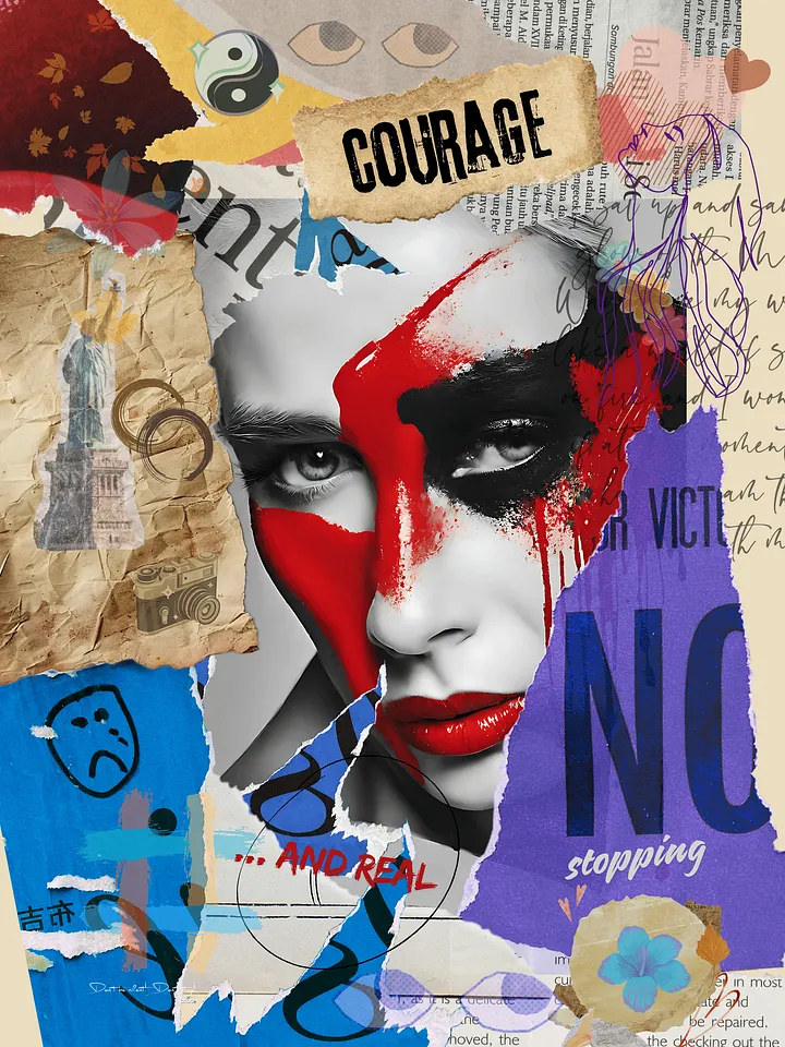 Don't be silent! Don't stop! Red. | Framed Collage Painting product image (1)