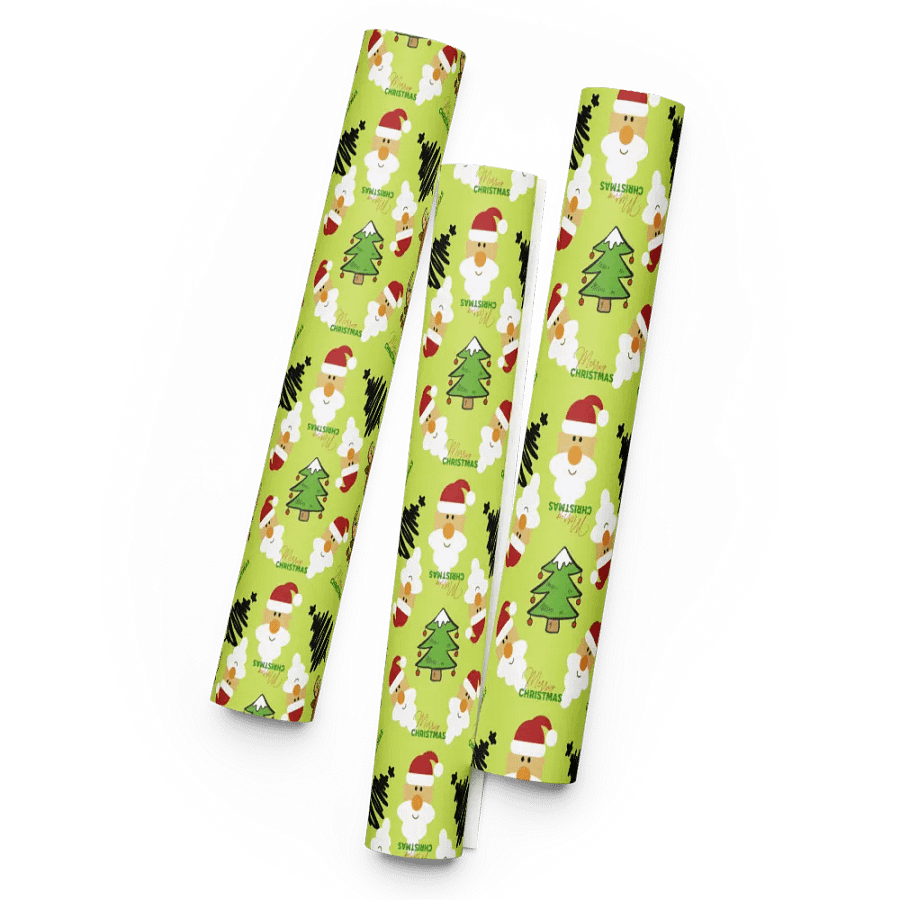 Reindeer, Santa, Christmas Tree Wrapping Paper - Green product image (6)