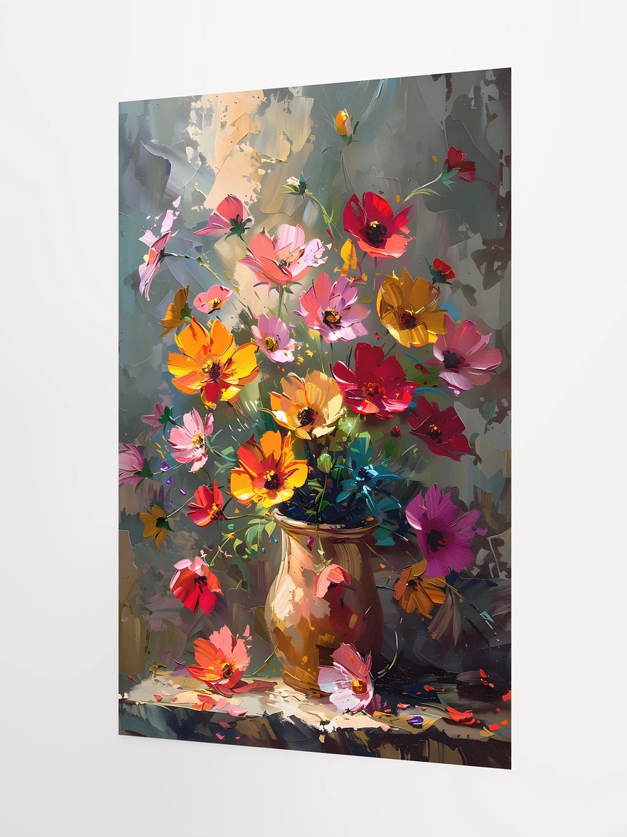 Impressionist Cosmos Flowers in Vase: Colorful Botanical Art for Lively Home Decor Matte Poster product image (4)
