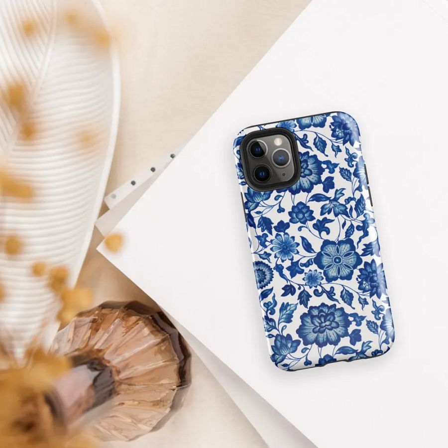 'Blue Floral Chinoiserie Wallpaper' iPhone® Tough Case product image (5)