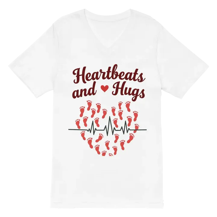 EKG Heartbeats and Hugs V-Neck Tee product image (2)