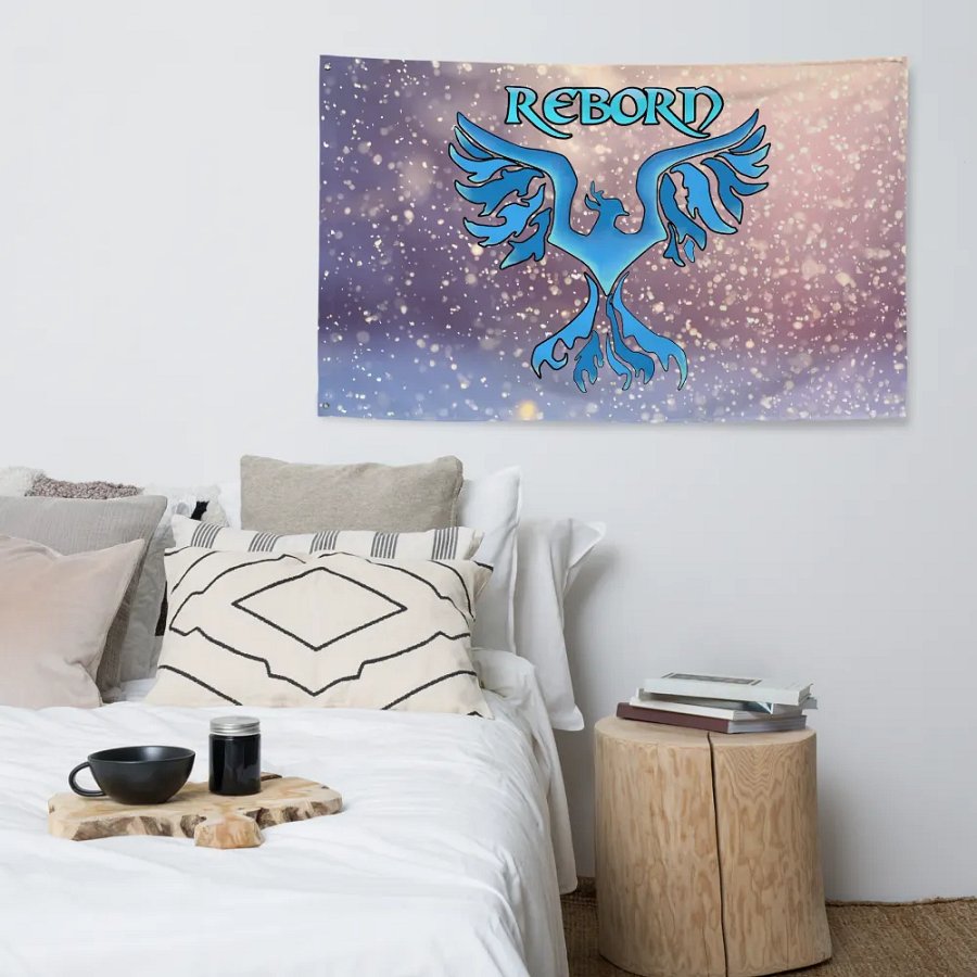 Ice Phoenix Rebirth Cosmic Flag product image (4)
