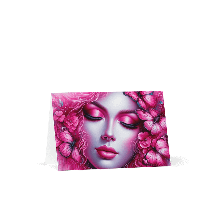 Pink Woman and Butterflies Greeting Card product image (1)