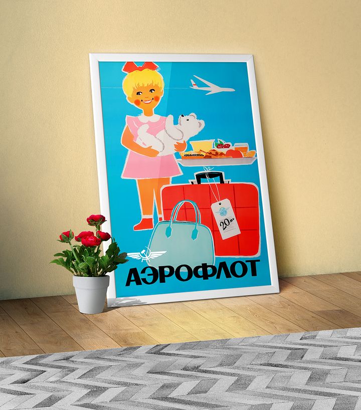 Soviet Aeroflot, USSR airlines 1970s — Soviet retro travel poster, soviet vintage art, soviet propaganda print product image (1)