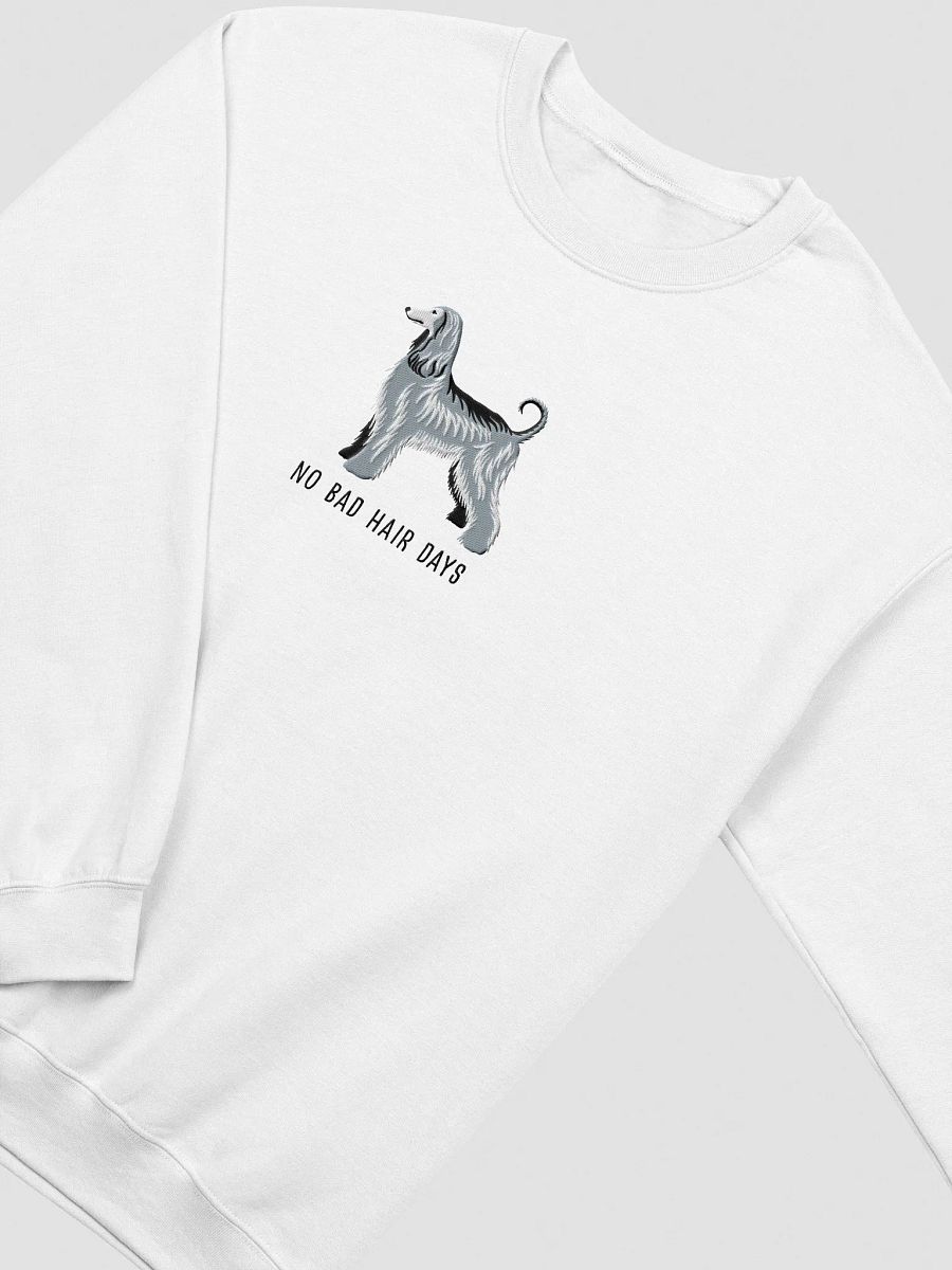 No Bad Hair Days Sweatshirt (Embroidered) of an Afghan Hound(Blue) product image (15)