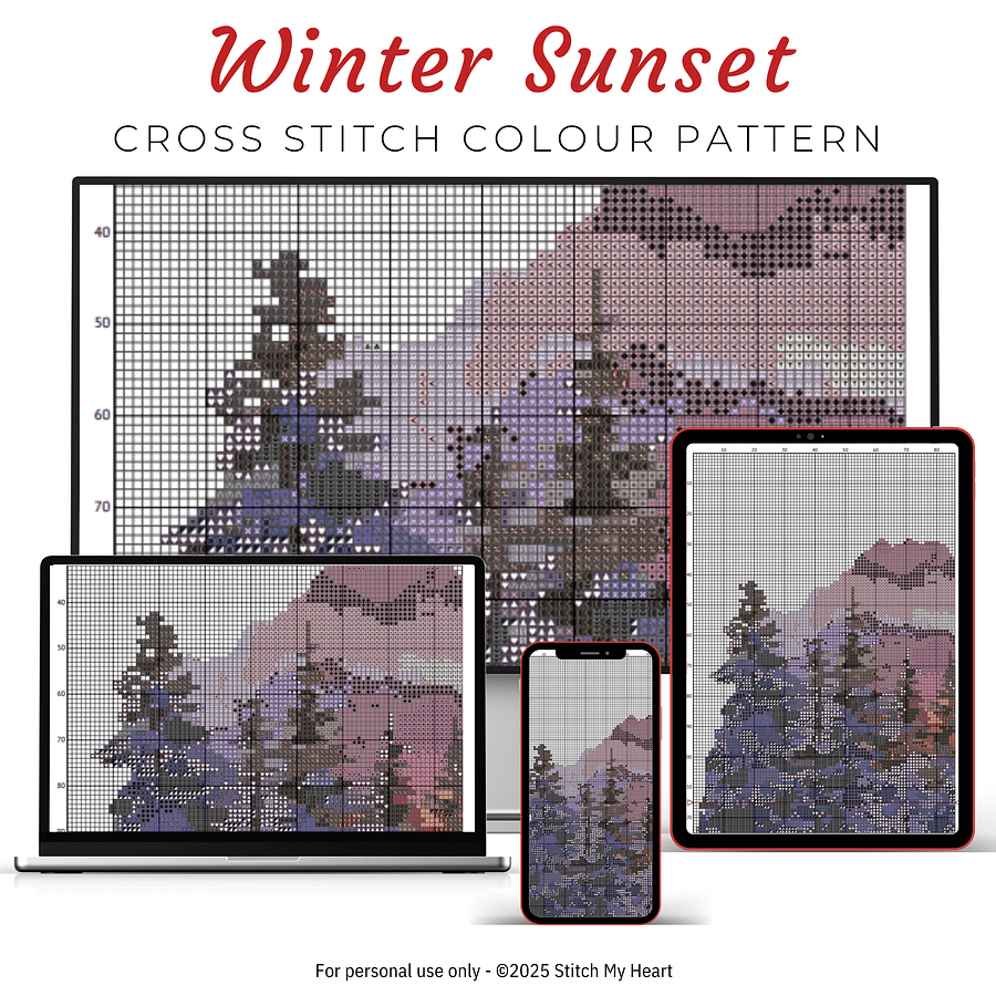 Winter Sunset Cross Stitch Pattern product image (3)