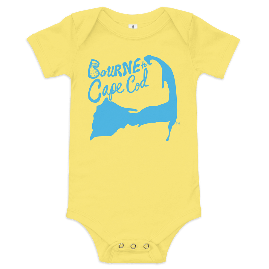 BOURNE to Cape Cod™ | Baby One-Piece with Snaps | BRN.2C.C.™ Logo Back | Ultra-Soft Cotton Bodysuit for Coastal Cuties | Deep Sky Blue Logos product image (13)