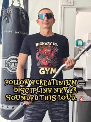 This shirt doesn’t motivate you. It mocks you until you lift. 😈 Welcome to the Highway to Gym. 💀 Available now 🎸🎸🎸 #creatinium  #gymwear  #gymmemes  #gymdiscipline  #streetwear 