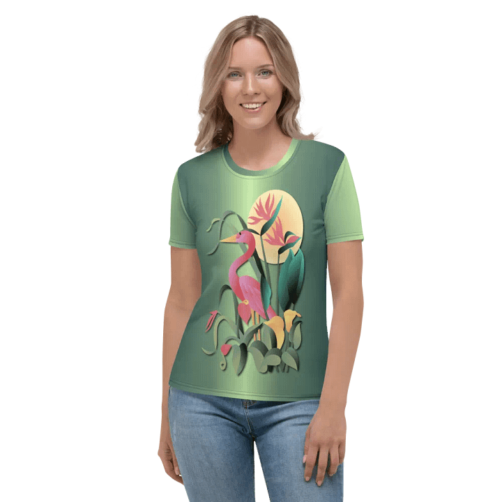 Tropical Floral Flamingo All Over Print T-shirt product image (2)
