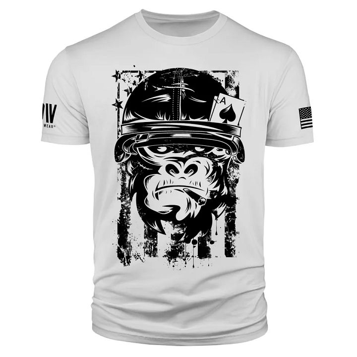 American Ace Of Spades Savage Ape Monkey Military Short Sleeve Shirt product image (1)