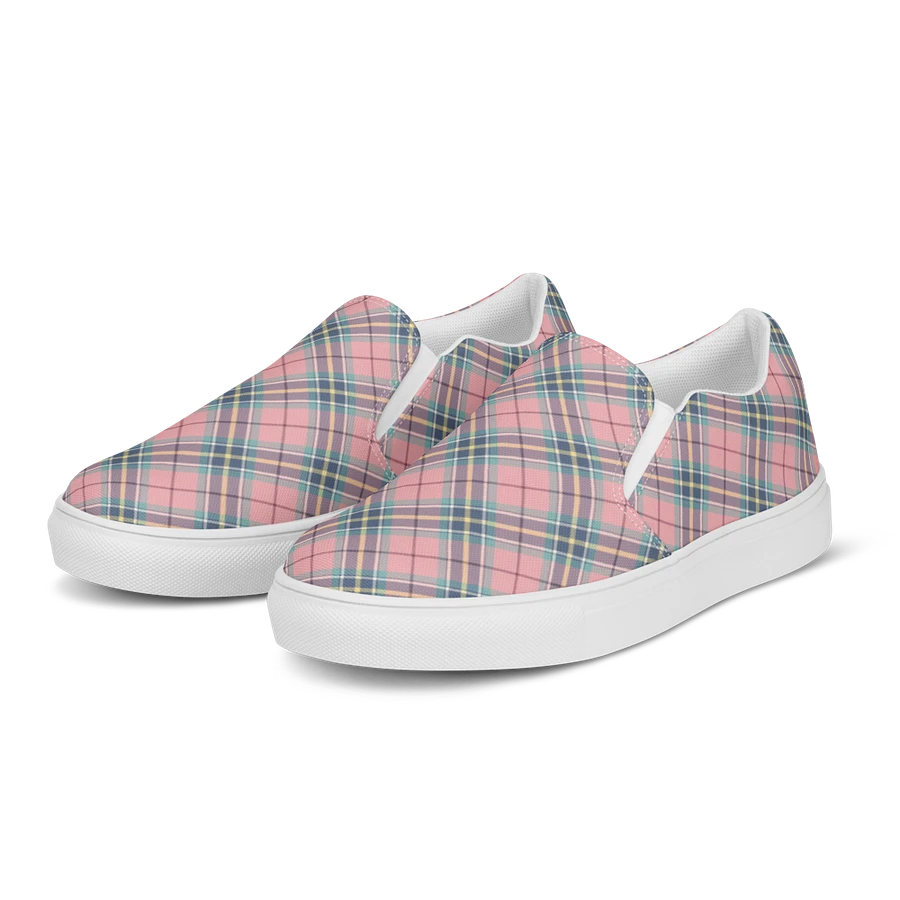 Pastel Pink, Mint Green, and Yellow Plaid Women's Slip-On Shoes product image (3)