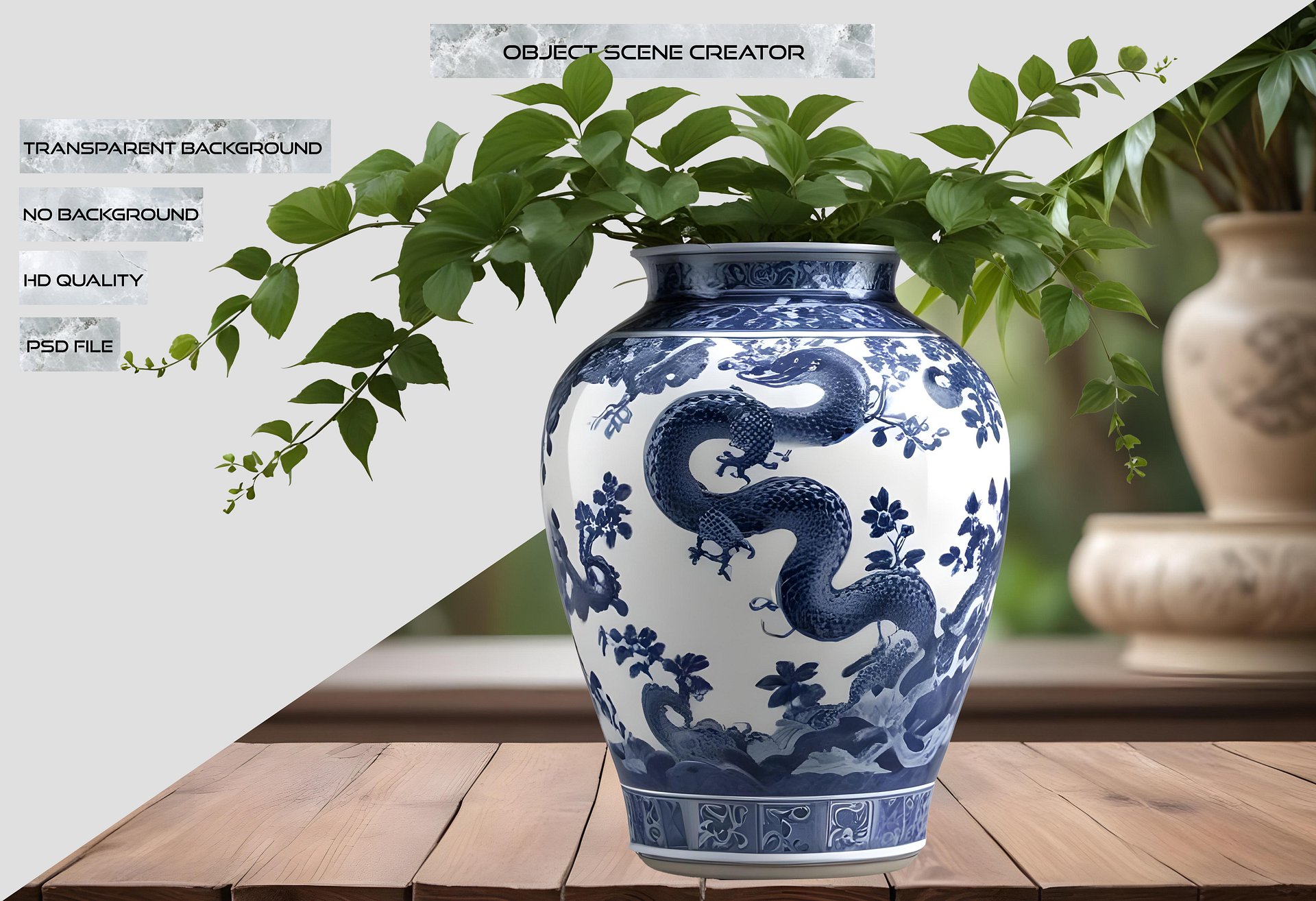 Chinese Art – Dragon Vase Illustration for scene creator PNG product image (2)
