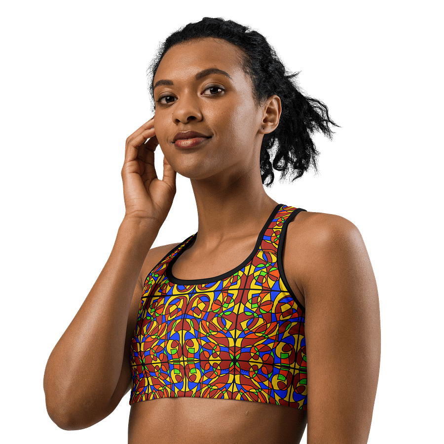 Orange Stained Glass – Vibrant Orange Pattern Basic Sports Bra product image (4)