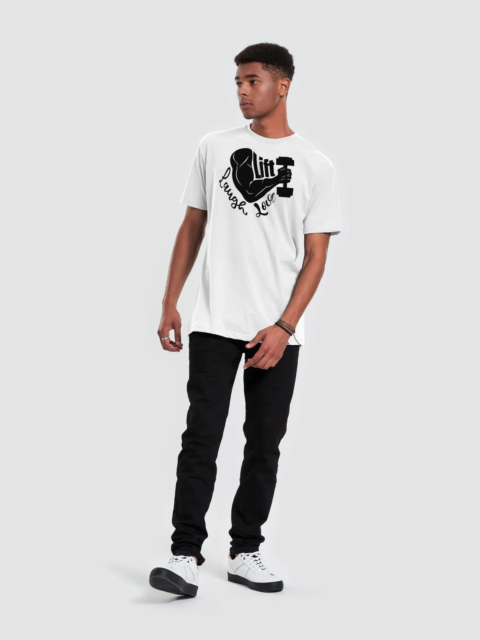 Lift Laugh Love Dark Mode Flex Gym Tee product image (5)