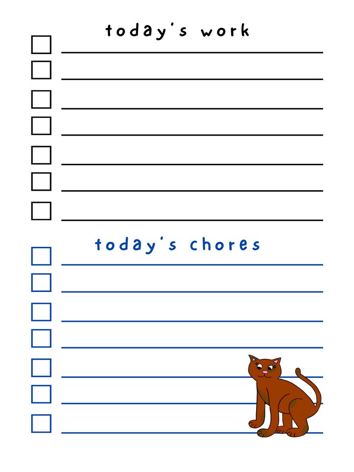 Cute Cartoon Brown Cat Laminated To Do List with Dry Erase Marker product image (2)
