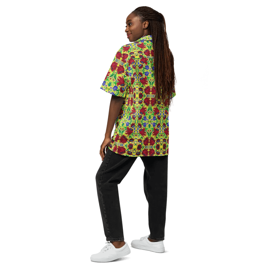 Abstract Red Flowers Unisex Hawaiian Shirt product image (12)