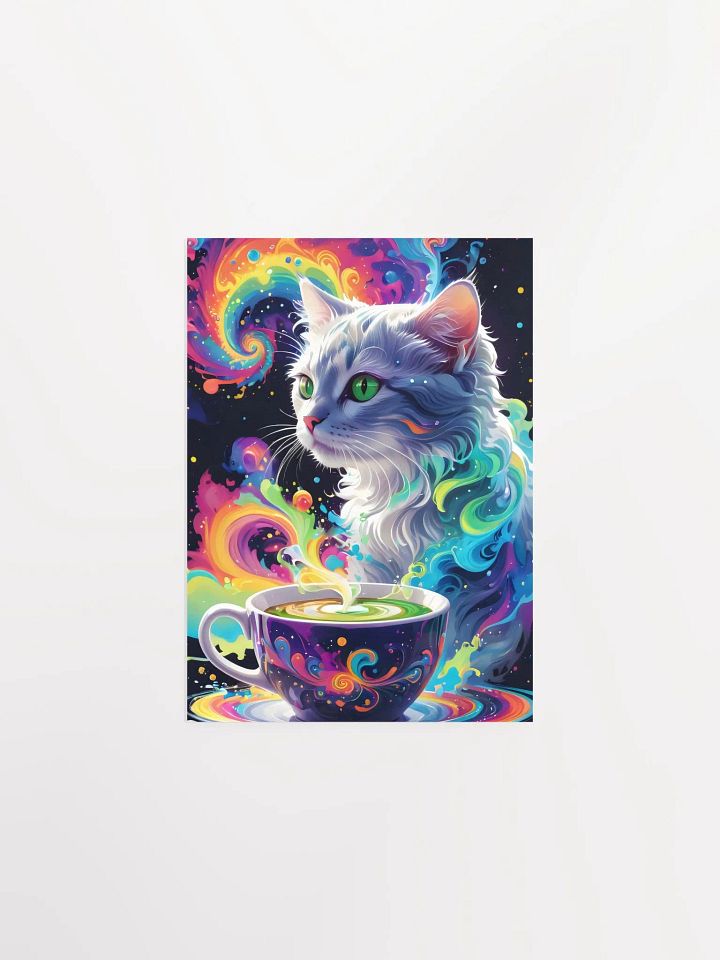 Psychedelic Cat with Swirling Coffee Art Poster product image (3)