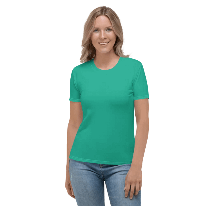 Plain Medium Sea Green Light Summer Women's Crewneck Polyester Heavyweight Premium T-Shirt by Treasure Pie product image (1)