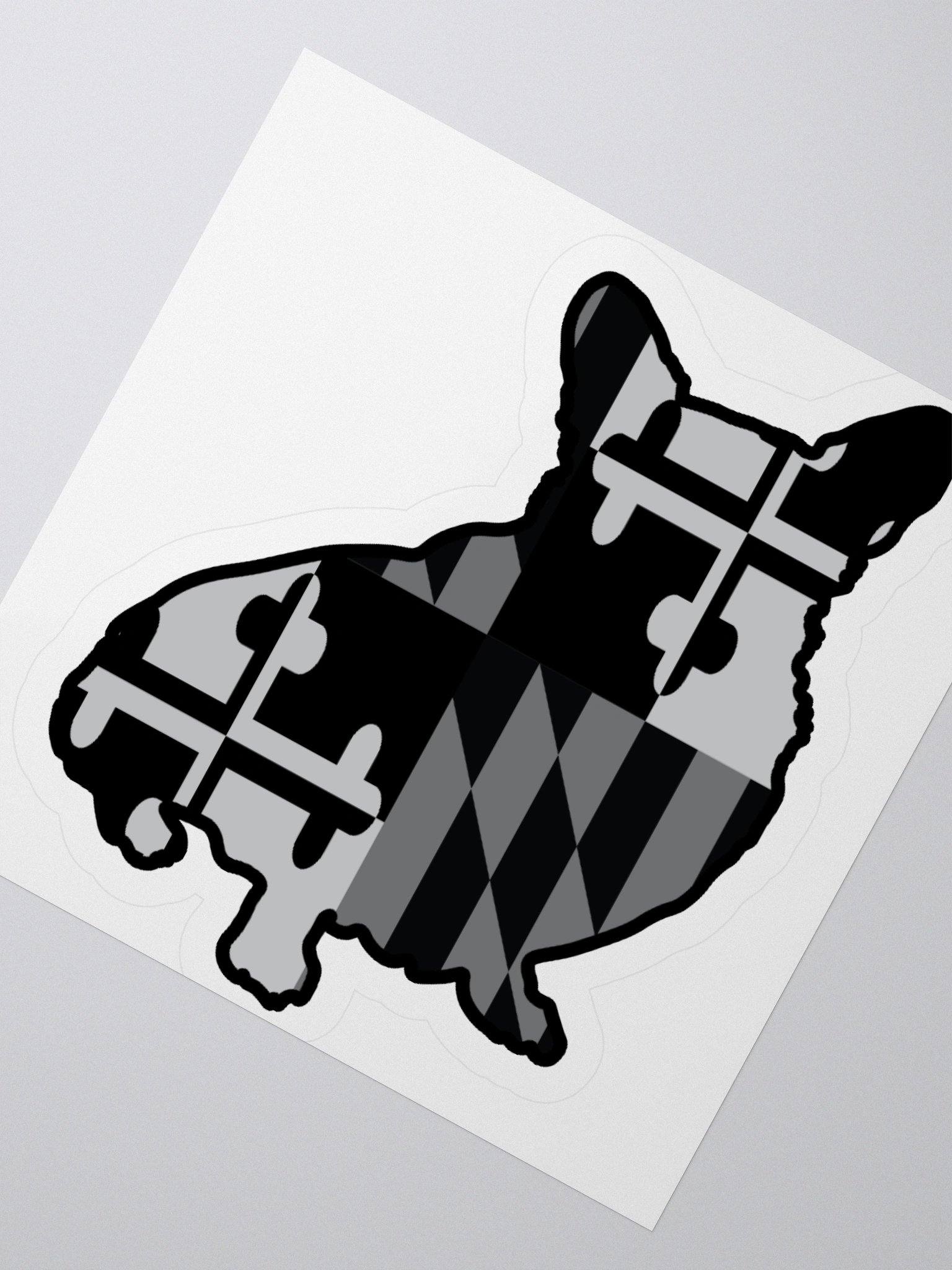 Maryland Flag Corgi (B&W) Sticker product image (3)