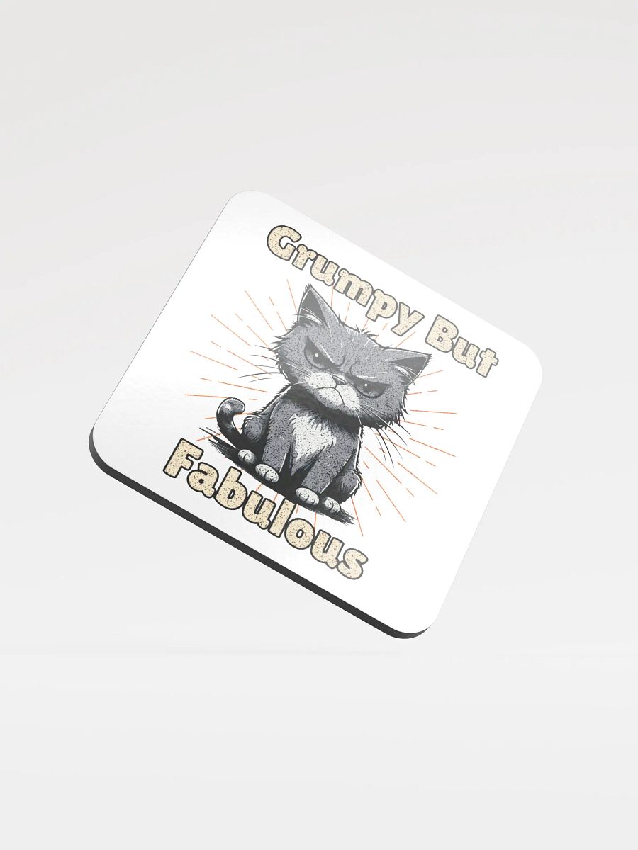 Grumpy But Fabulous Cat Glossed Cork Coaster product image (2)
