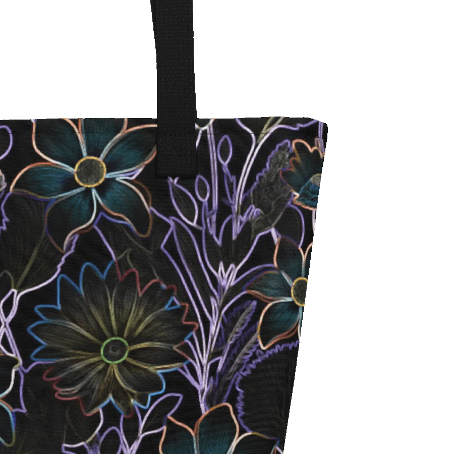 Trippy Floral Dark /All-Over Print Large Tote Bag w/ Pocket by Sublicolor product image (3)