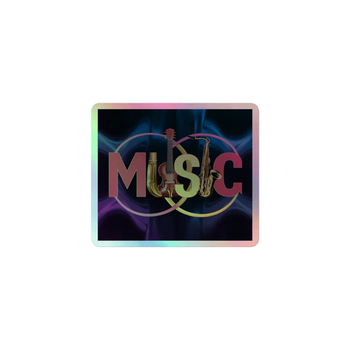 Holographic Music Guitar and Saxophone Sticker - Vibrant Decal for Music Enthusiasts product image (1)