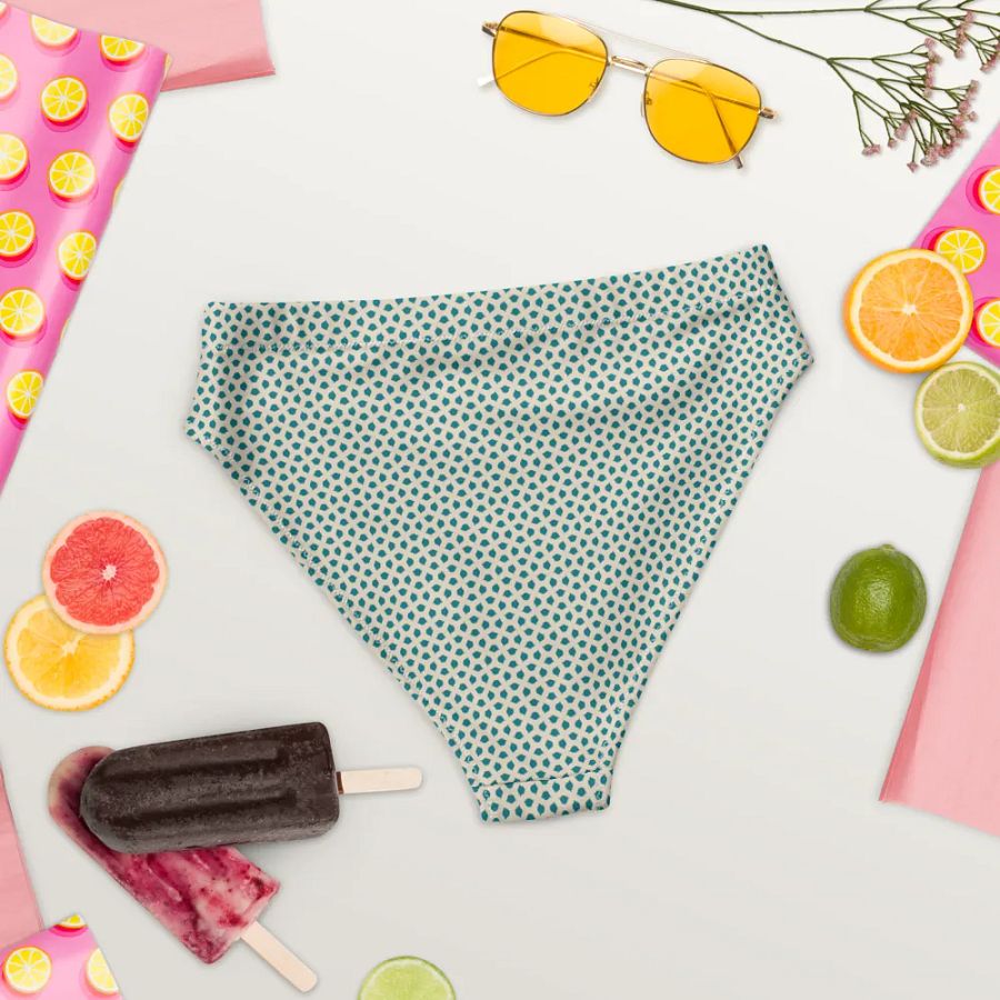 Blue leaves Hight Waisted Bikini Bottom product image (4)