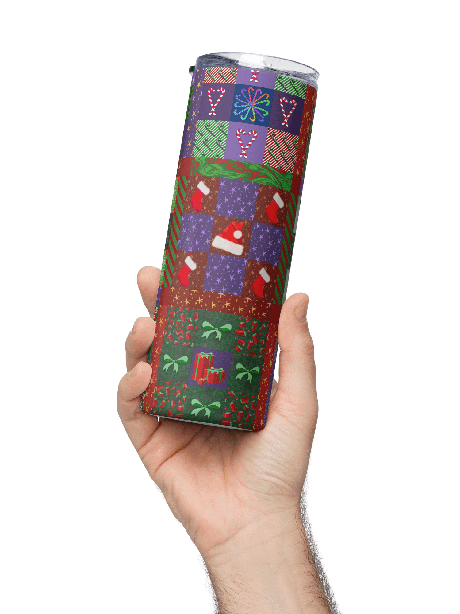 Christmas Memories Patchwork Stainless Steel Tumbler with Straw product image (3)