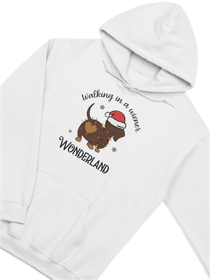 Walking In A Weiner Wonderland- Santa Hat Christmas Lights Dachshund Hoodie product image (2)