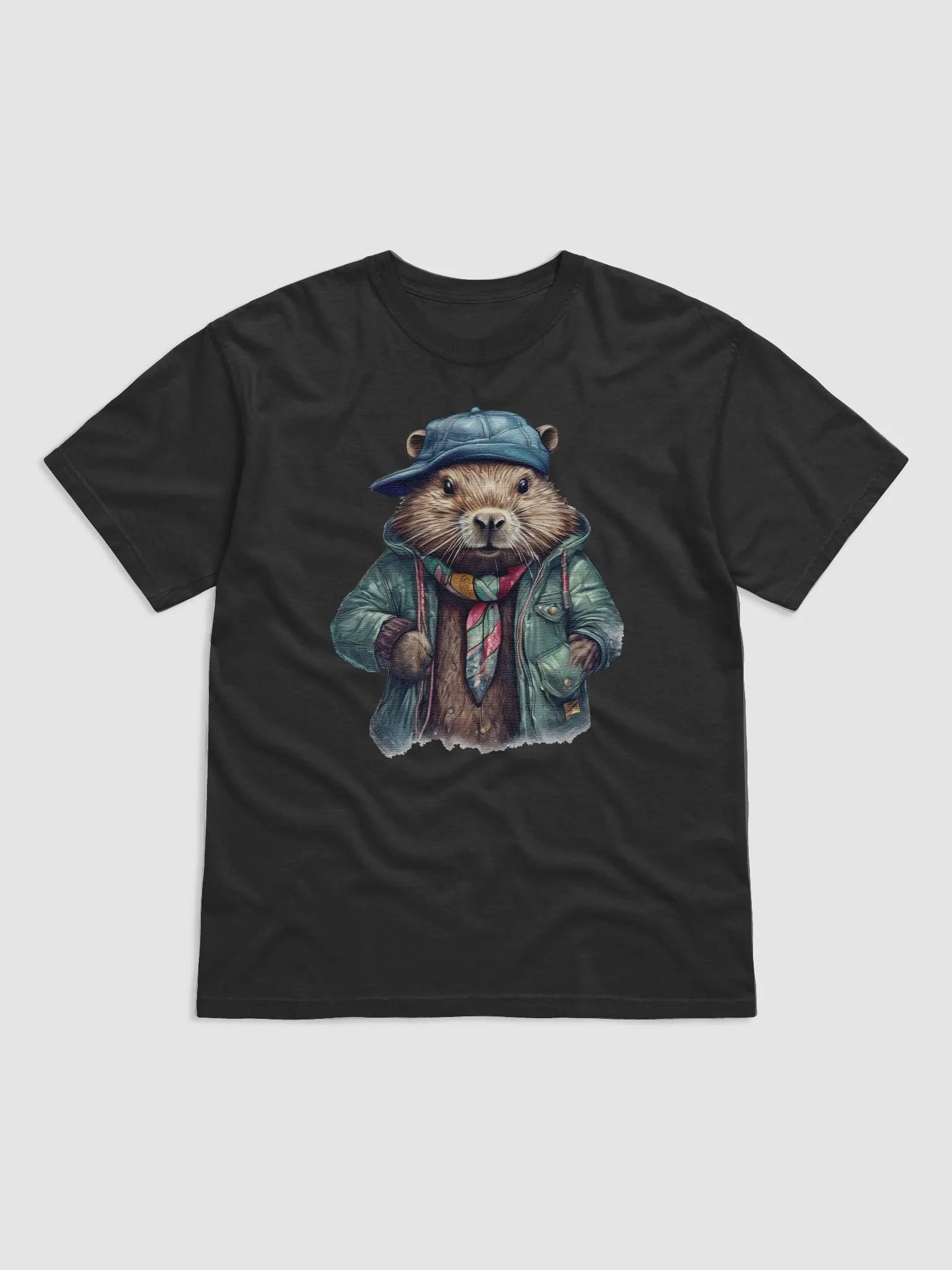 Beaver wearing a jacket cap and a scarf product image (2)