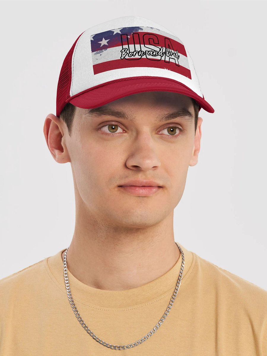 USA Born and Bred White and Red Foam Trucker Hat product image (5)