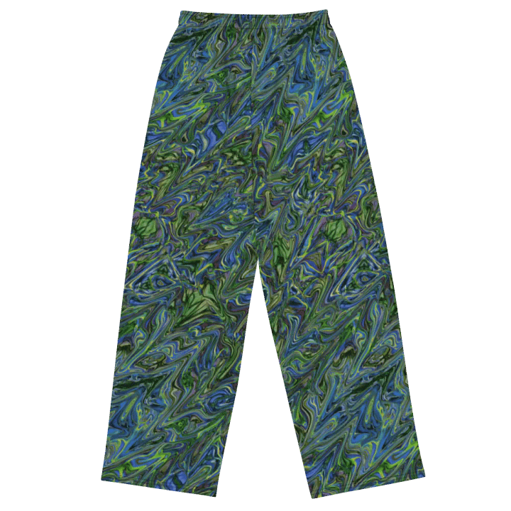 Blue Green liquid Marbling Wideleg Pants product image (1)