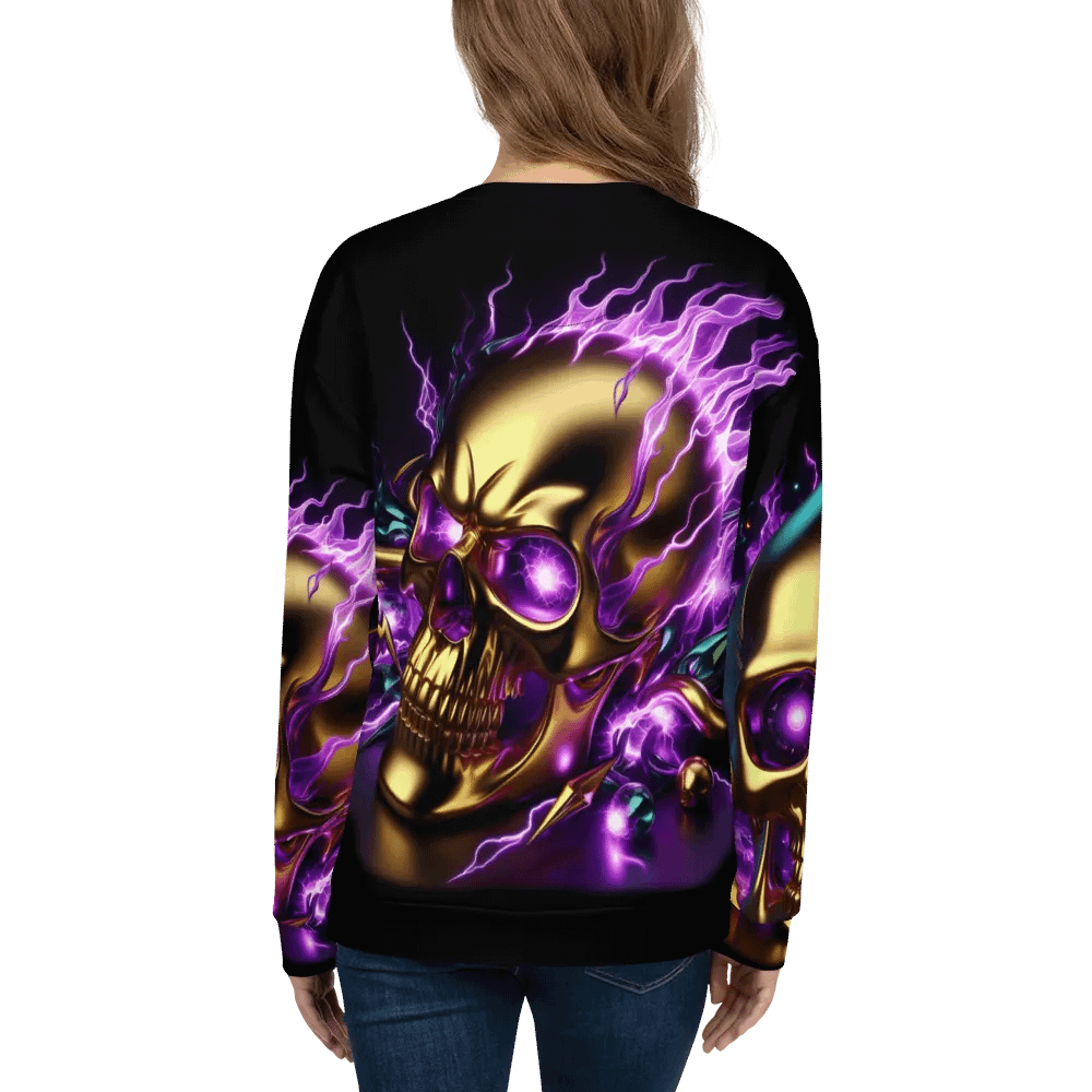 Futuristic Flames Golden Skull - Unisex Sweatshirt #6 product image (7)