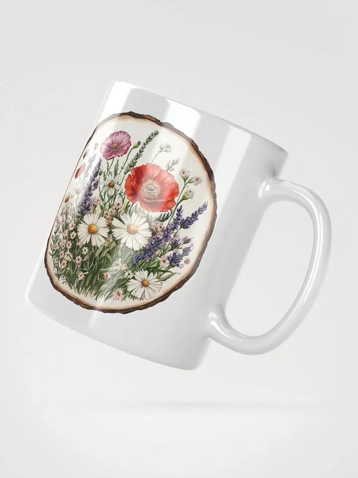Red Poppy Wildflower Round Wood Art Ceramic Mug product image (2)
