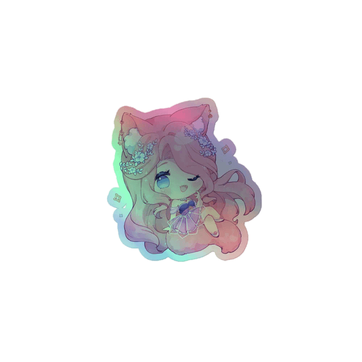 Whimsical Cat-Eared Holographic Sticker Set product image (1)