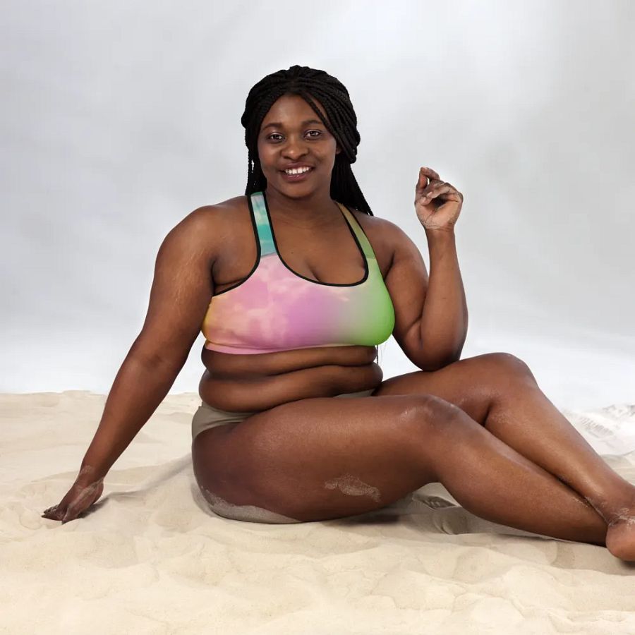 Blur cloud rainbow Design Padded Sports Bra - v11 product image (11)