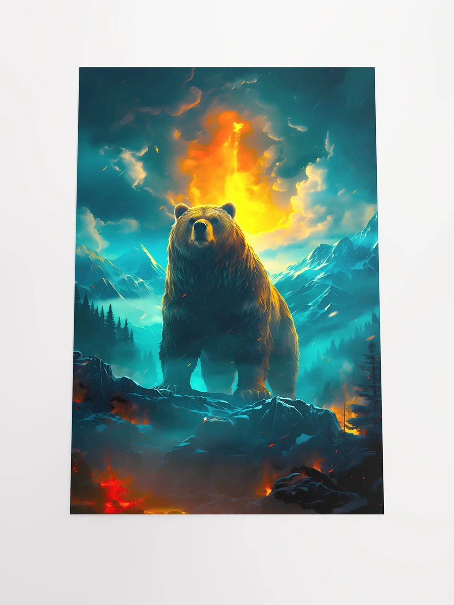 Majestic Bear Amidst a Volcanic Eruption Dramatic Fiery Nature Scene Matte Poster product image (3)