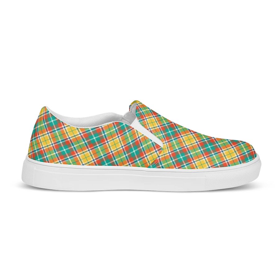 Yellow and Seafoam Green Plaid Women's Slip-On Shoes product image (5)