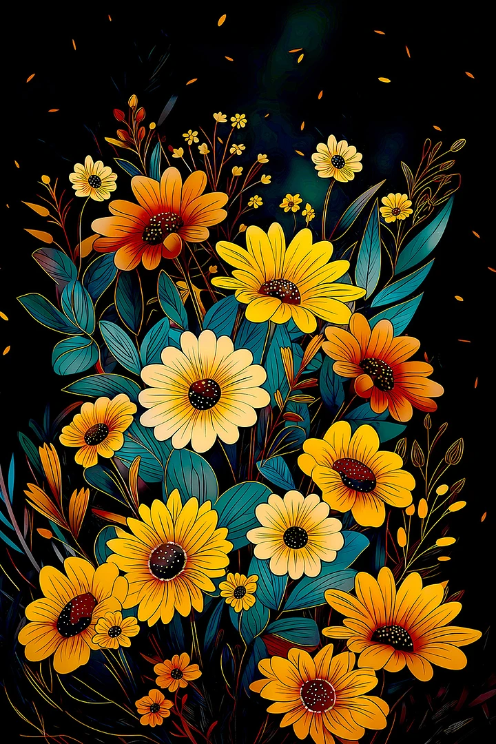 Enchanted Wild Sunflowers Poster: Luminous Floral Art for Vibrant Home Decor Matte Poster product image (1)
