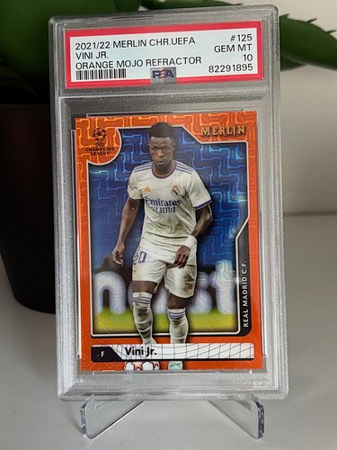 This limited-edition 2021/22 Topps Merlin Chrome UEFA Orange Mojo Refractor celebrates the explosive rise of Vinícius Jr. at ...