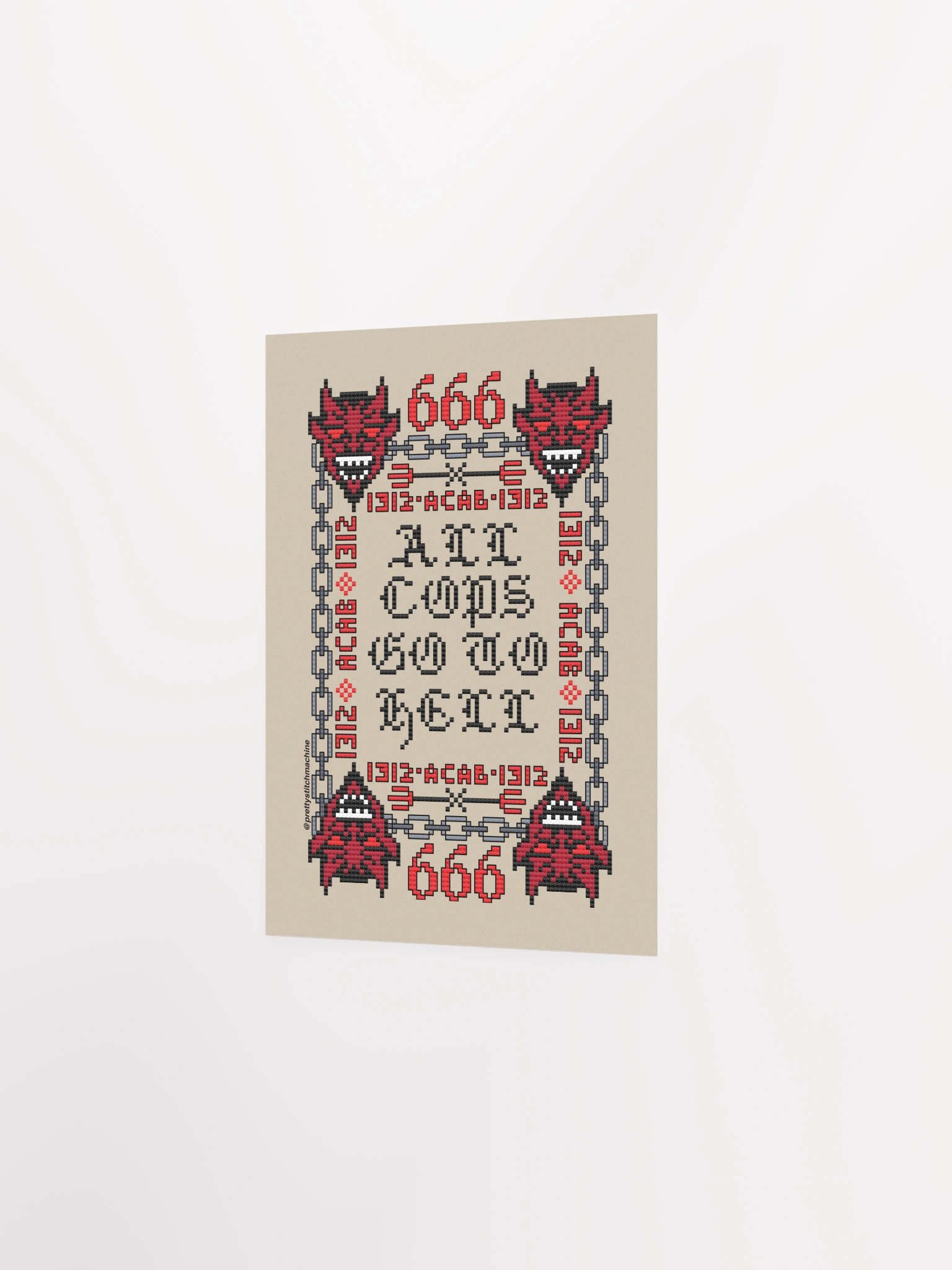 All Cops Go to Hell Devil Motif Print (Beige) product image (2)