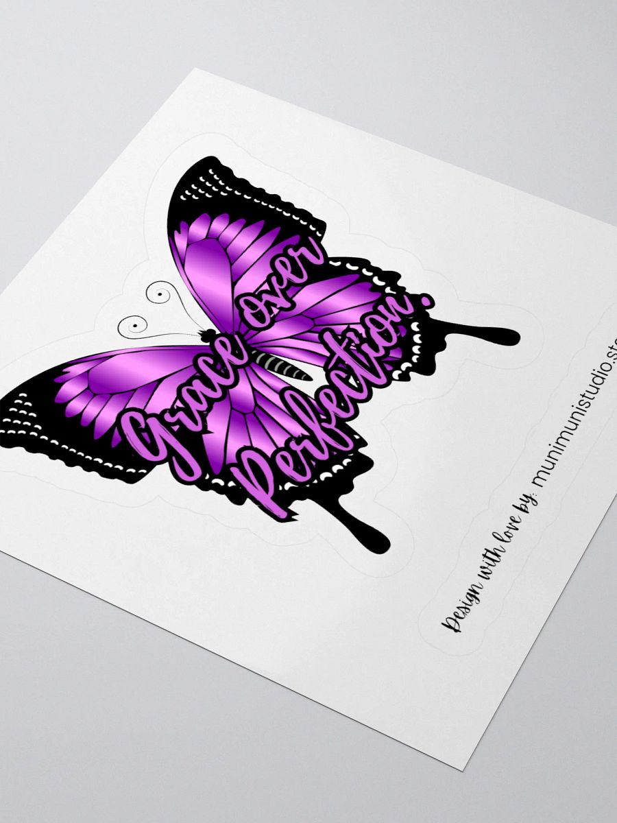 Grace over Perfection – Purple Butterfly Inspirational Quote Sticker product image (8)