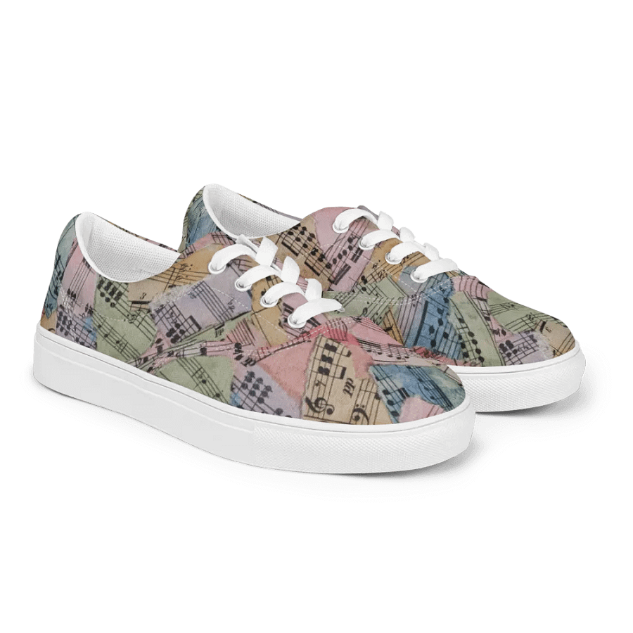 Colorful Sheet Music Collage Women's Lace-Up Canvas Shoes product image (6)