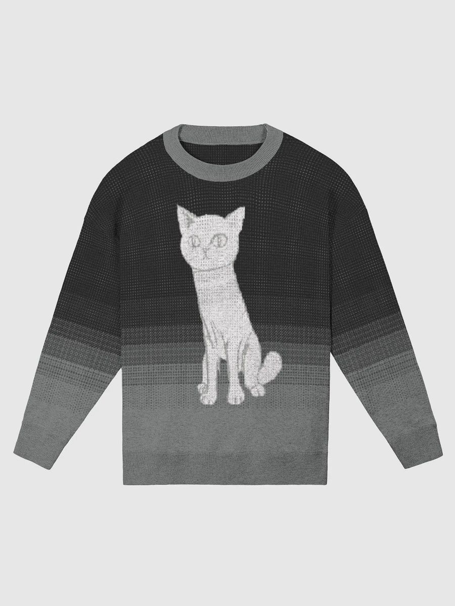 Striped Scarf Cat Knitted Crewneck Sweater Relaxed Fit product image (1)
