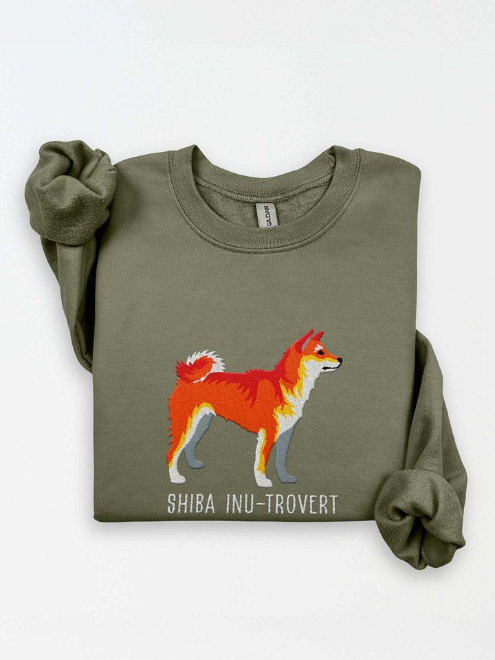 Shiba Inu-Trovert Sweatshirt (Embroidered) of a Japanese Shiba Inu(Red) product image (1)